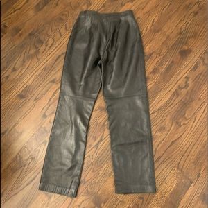 Y2K Genuine leather black pants lined 6